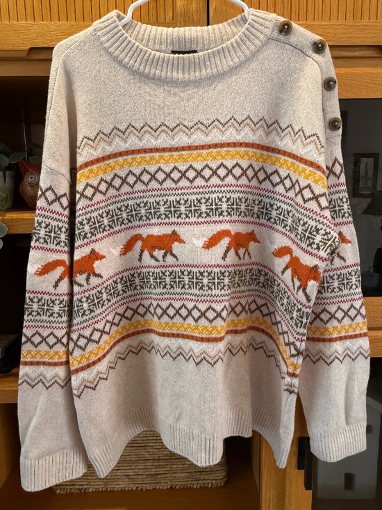 Talbots Sweaters - Talbots Fox Fair Isle Print Sweater, Size XL